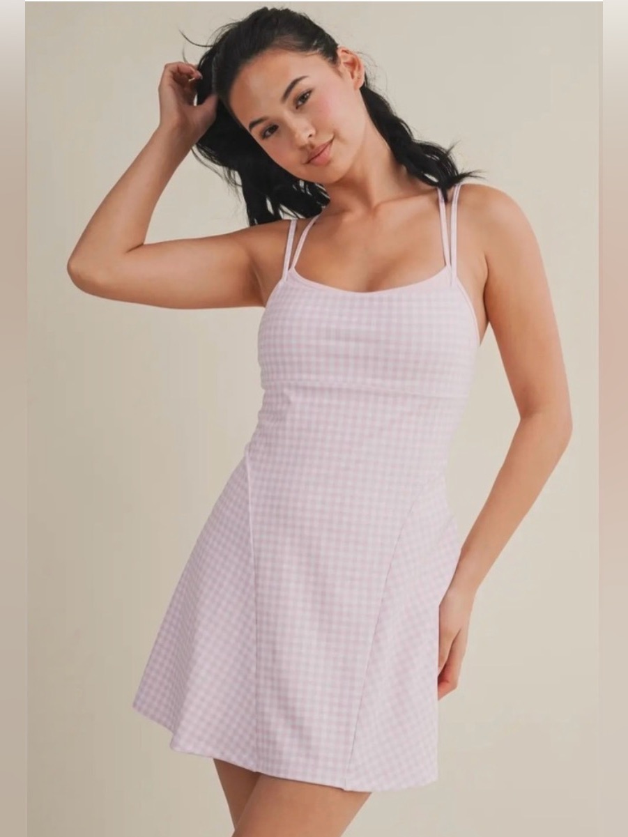 Kimberly C - Pink Gingham Active Dress - Size L - Nwot